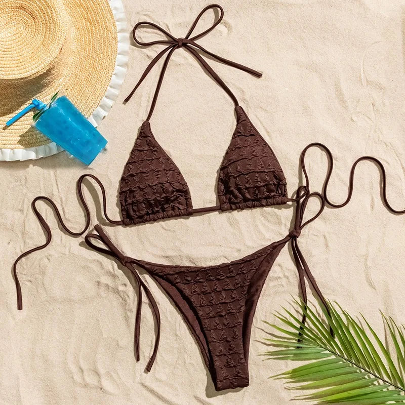 New Fashion Sexy Bikini Solid Swimsuit Women Swimwear Push Up Set Brazilian Bathing Suit Summer Beach Wear Swimming - Sun Studio