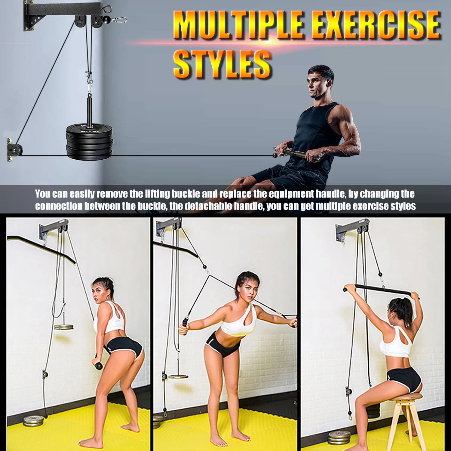 Fitness Wall Mounted Pulley System, Weight Cable Pulley System, Suitable For Gym Strength Training, LAT Pull Down, Fitness - Sun Studio