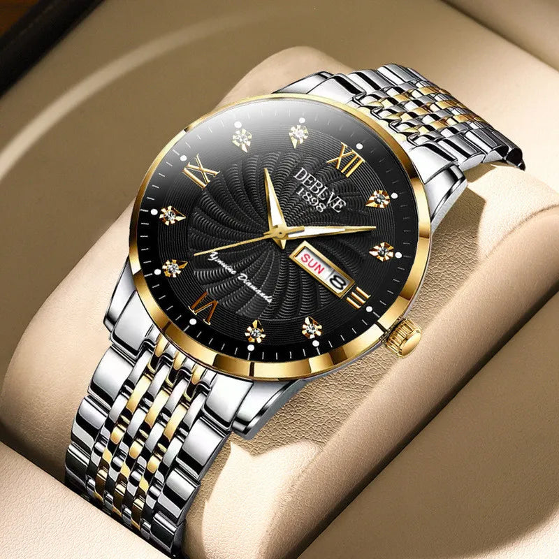Men's Business Leisure Watch Steel Belt Calendar Night Light Quartz Watch - Sun Studio