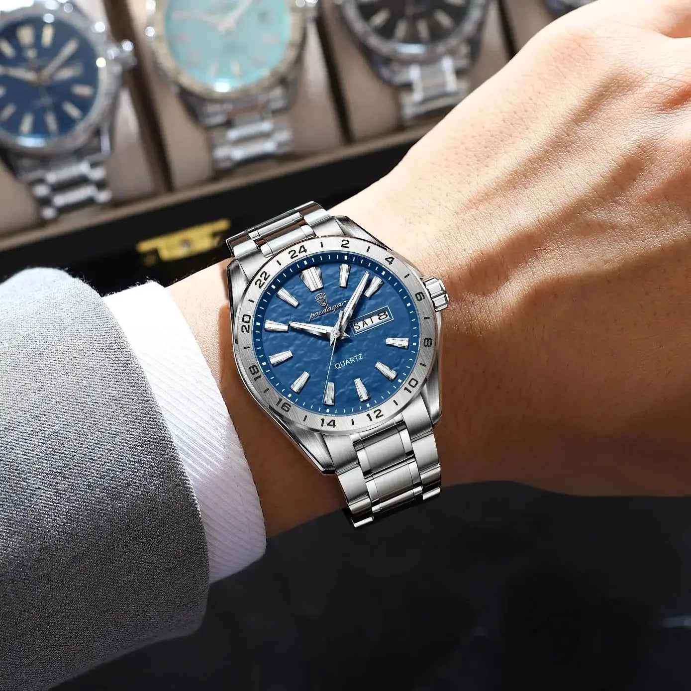 POEDAGAR Sport Luxury Man Wristwatch High Quality Waterproof Luminous Watch For Men Fashion Date Week Quartz Men's Watches Reloj - Sun Studio