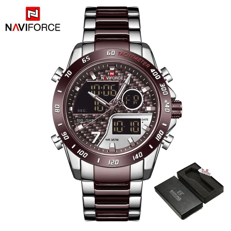 NAVIFORCE Men Digital Watch LED Sport Military Mens Quartz Wristwatch Male Luminous Waterproof Clock Watches Relogio Masculino - Sun Studio