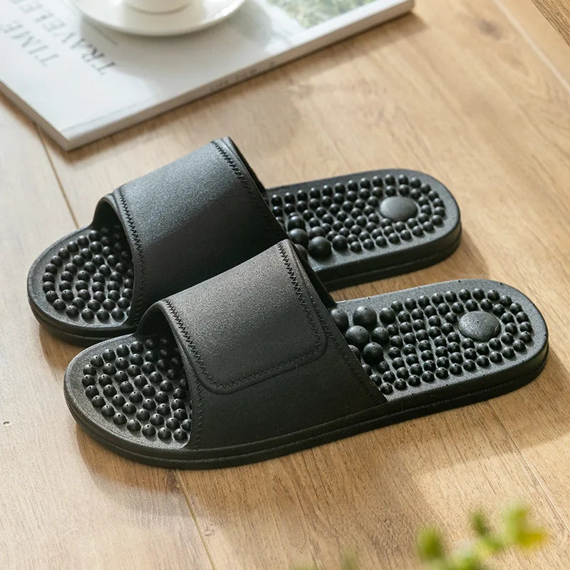 Femmes Hommes Chaussons de Massage des Pieds Intérieur Salle de Bain Antidérapants Doux Tongs Confort Plats Couples Maison Soulagement Pieds Santé Chaussures
