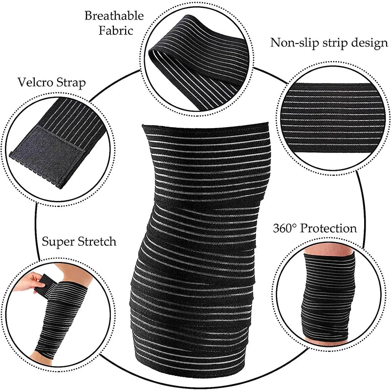 1Pc High Elasticity Knee Brace Support Wrap Portable Sport Elastic Bandage Adjustable Nylon Bracer Wristband - Sun Studio