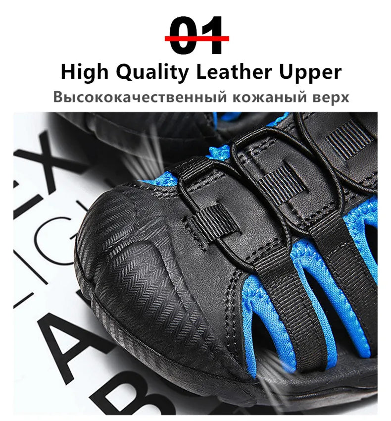 New Summer Genuine Leather Men Sandals Fashion Design Men's Casual Sneakers Comfortable Beach Men's Sandals Outdoor Wading Shoes - Sun Studio