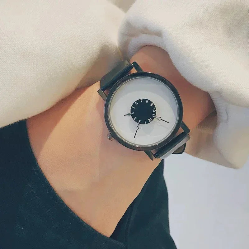 Couple Casual Quartz Watches Leather Band Strap Watch Analog Wrist Watch for Women Men Creative Digital Dial Clock Reloj Mujer - Sun Studio