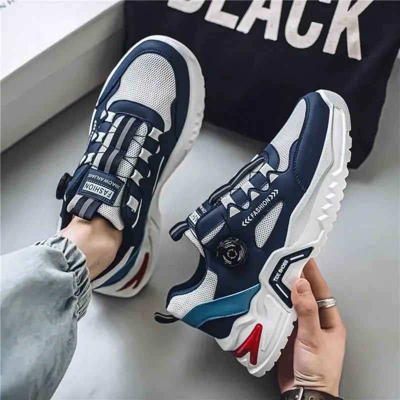 Men's Sneakers Outdoor Running Shoes Korean Rotating Buckle Male Casual Shoes Soft Sole Tennis Shoes Luxury Platform Men Shoe - Sun Studio