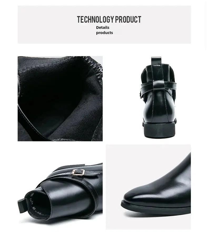 European Station New Men Pointed Chelsea Boot Side Buckle Casual Classic Size 38-48 Male Boots - Sun Studio