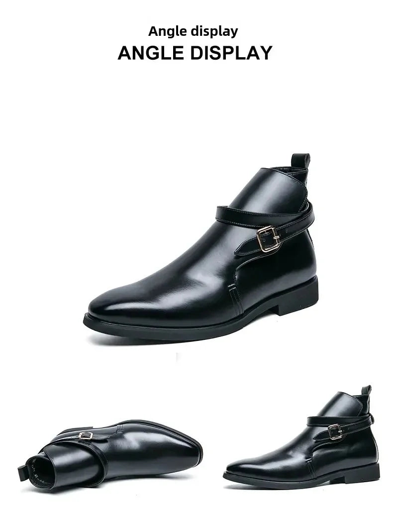 European Station New Men Pointed Chelsea Boot Side Buckle Casual Classic Size 38-48 Male Boots - Sun Studio
