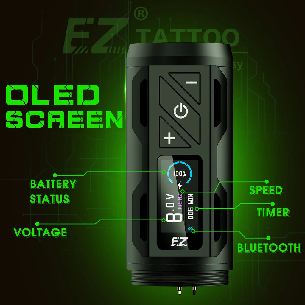 EZ P2S Pro Wireless Tattoo Machine Pen 4.0mm Stroke Battery 1800mAh OLED Digital Display Brushless Motor Tattoo Gun Supply - Sun Studio