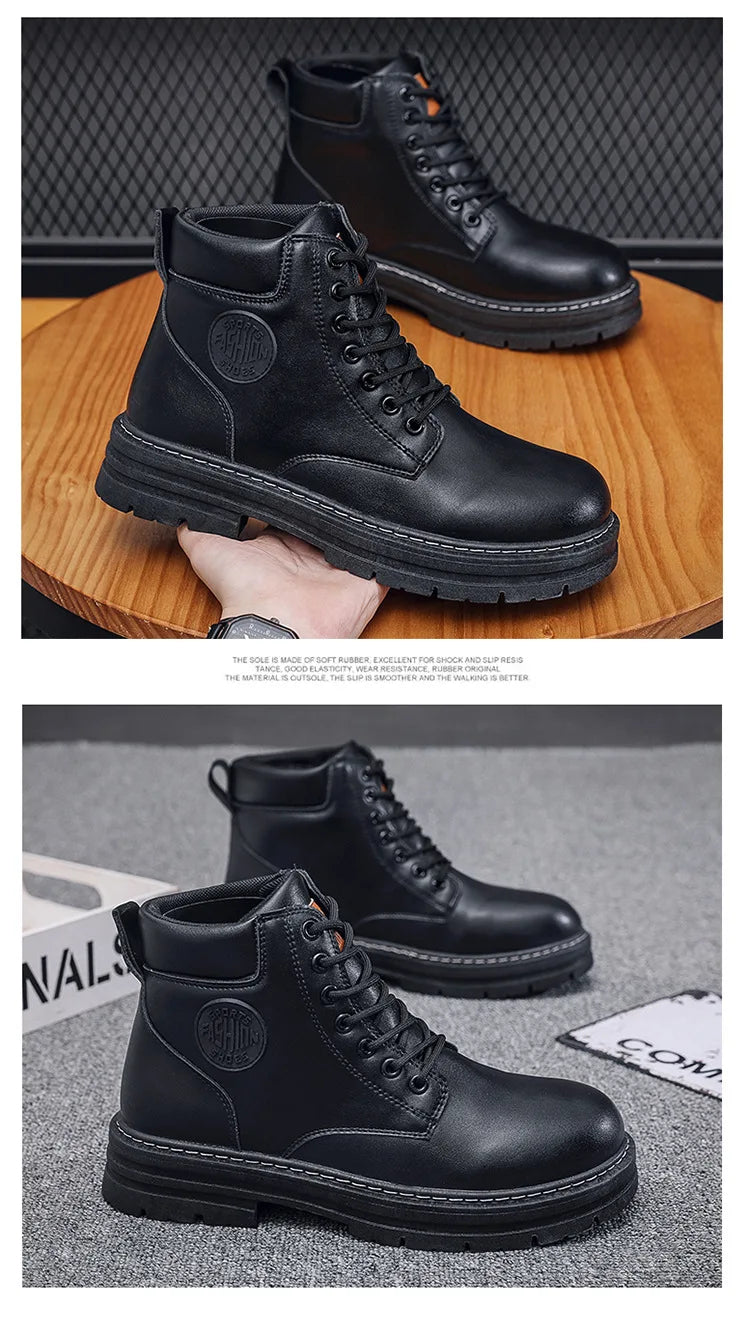 Men's Designer Motorcycle Boots Fashion Comfortable High Top Platform Work Boots Winter Hot Selling Mens Green Hiking Boots 2026 - Sun Studio