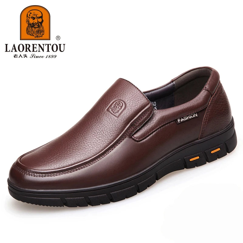 LAORENTOU genuine leather thick soled casual leather shoes for middle-aged and elderly fathers, oversized business shoes 66736 - Sun Studio
