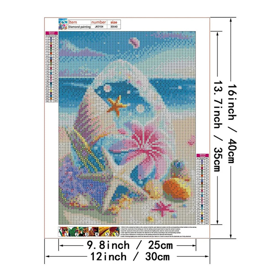 Starfish 5D Diamond Painting Fantasy Shell Seaside Scenery Full Diamond Embroidery Mosaic Cross Stitch Kits Bedroom Home Decor - Sun Studio
