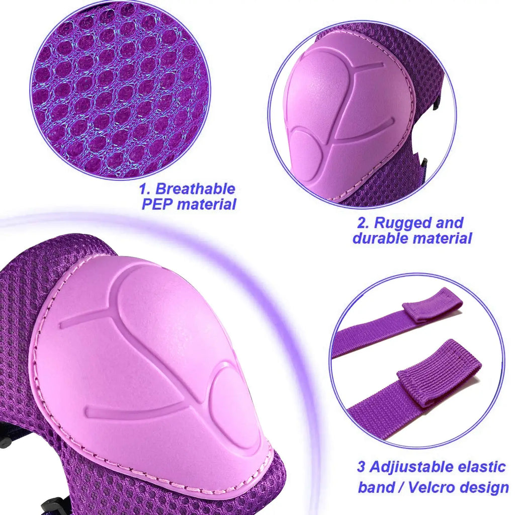 Kids Knee pads and Elbow Pads Toddler Protective Gear Set for Girls Boys with Wrist Guards 3in1 for Skating Cycling Bike Scooter - Sun Studio