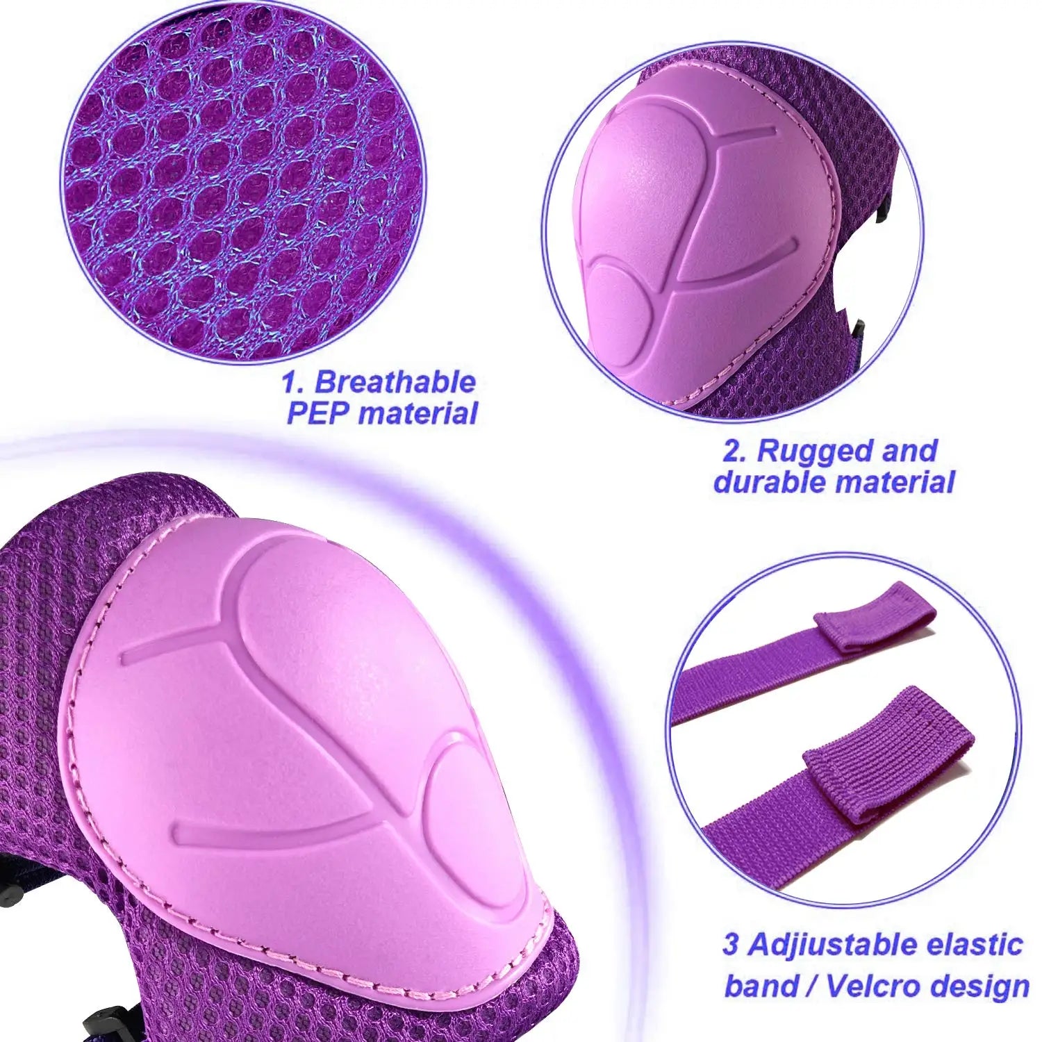 Kids Knee pads and Elbow Pads Toddler Protective Gear Set for Girls Boys with Wrist Guards 3in1 for Skating Cycling Bike Scooter - Sun Studio