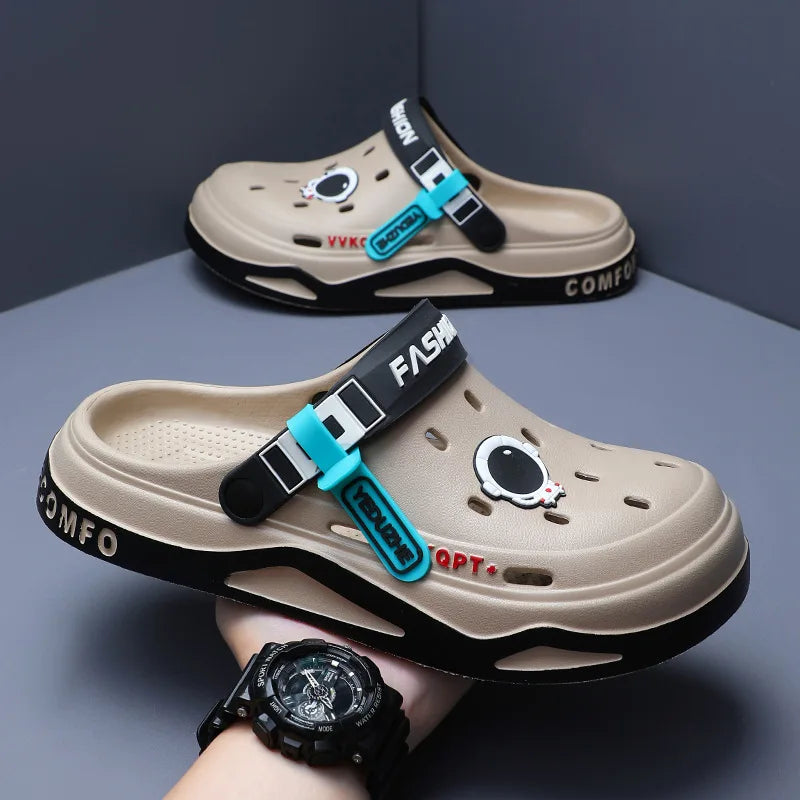 Summer new trend hole shoes outside wear cartoon fashion home home couples non-slip hole sandals beach Baotou slippers men's - Sun Studio