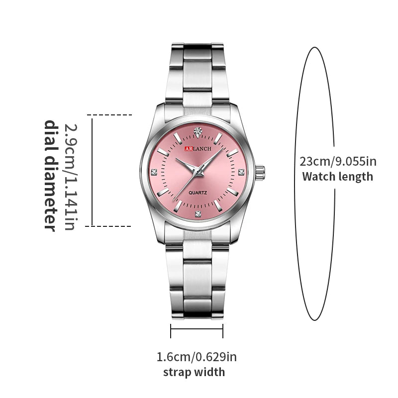 Ladies Dress Watch 29mm Silver Stainless Steel Gorgeous Rhinestone Quartz Clock Suitable Banquet Accessories & Daily Decoration - Sun Studio