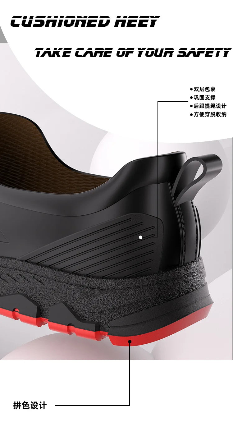 New Short-tube Rain Boots for Men Non-slip and Wear-resistant Fishing Water Shoes Plus Velvet Rubber Shoes Waterproof Rain Boots - Sun Studio