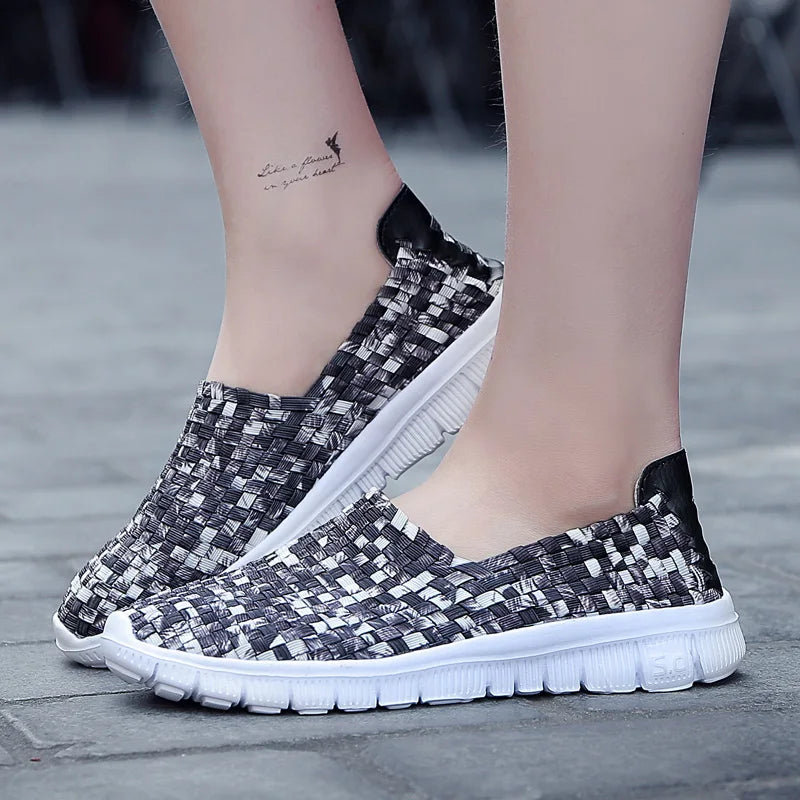 STRONGSHEN Men Shoes Summer Breathable Women Handmade Woven Shoes Couple Casual Flats Shallow Loafers Unisex Zapatos De Mujer - Sun Studio