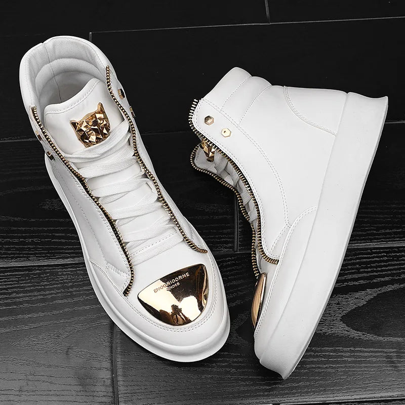 YRZL High Top Casual Shoes Men Sneakers Fashion Skateboard Shoes Leopard Platform Shoe Sport Training Shoes Men's Ankle Boots - Sun Studio