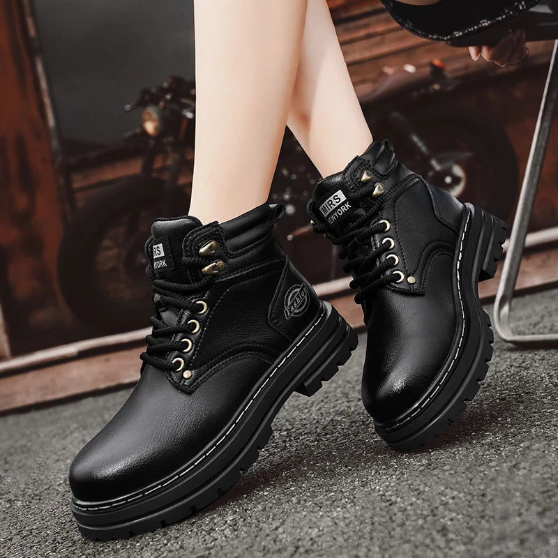 High Quality Leather Mens Boots New Arrival Male High Top Flats Comfortable Lace-Up Low Top Sneakers Stylish Male Ankle Boots - Sun Studio