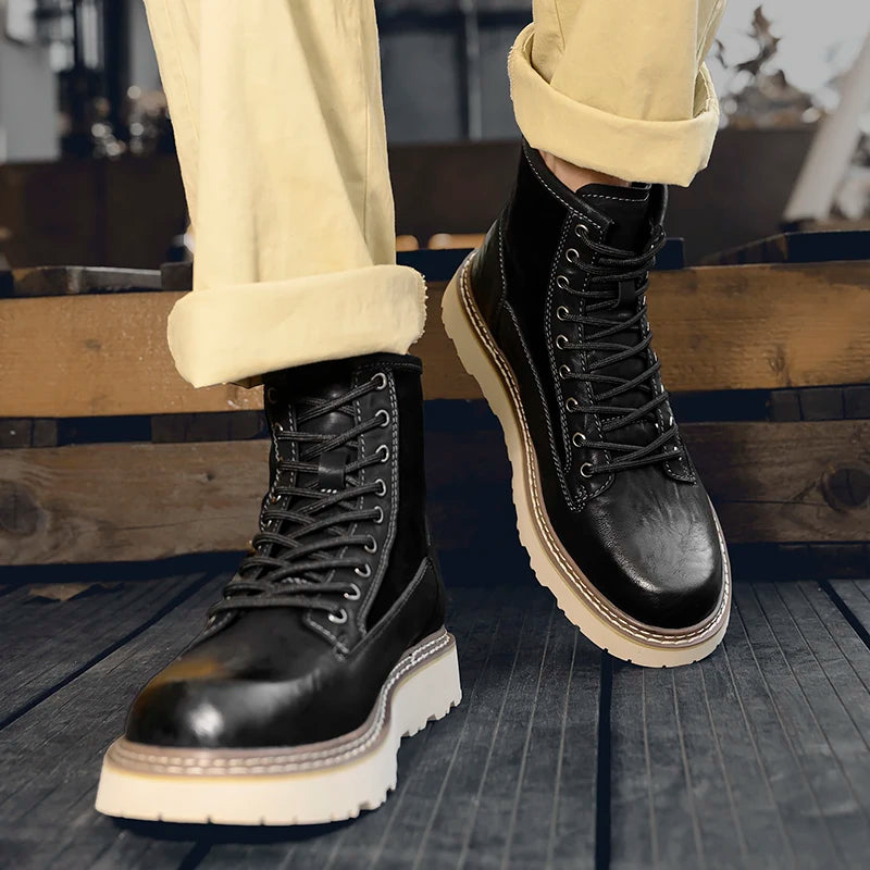 British Style Men's Interview Formal Boots High-end Business Short Boots Men's Winter Ankle Boots Trend High Top Shoes - Sun Studio