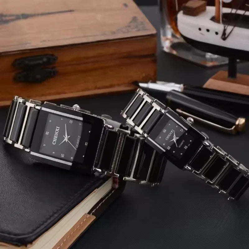 CHENXI 104A Top Brand Luxury Couple Watch Men's and Women's Imitation Ceramic Strap Exquisite Date Watches relojes para damas - Sun Studio