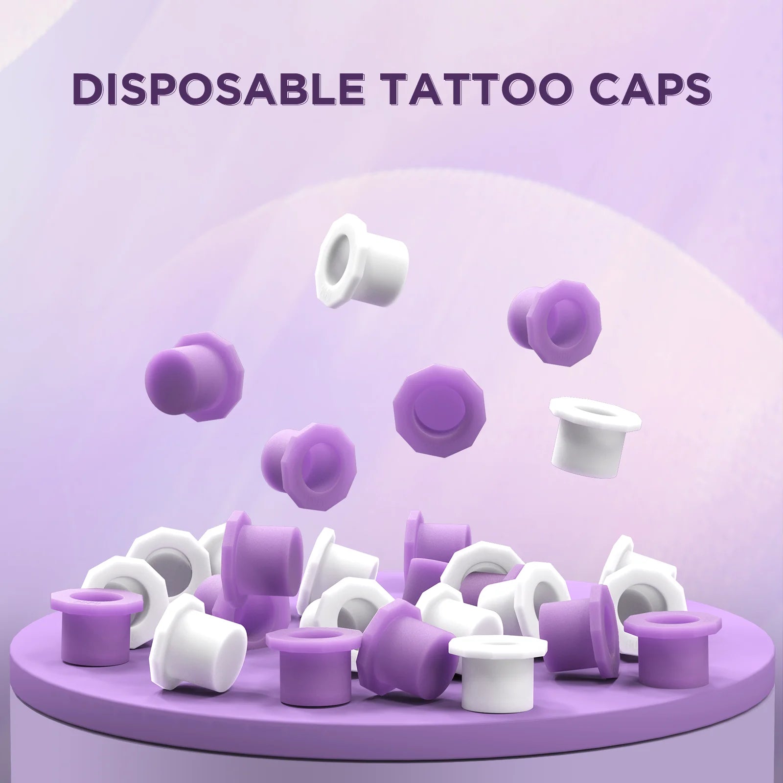 POPU Ink Cups 60 pcs Medium-12mm Disposable Soft White/Purple Colors for Permanent Makup & Tattoo Used - Sun Studio