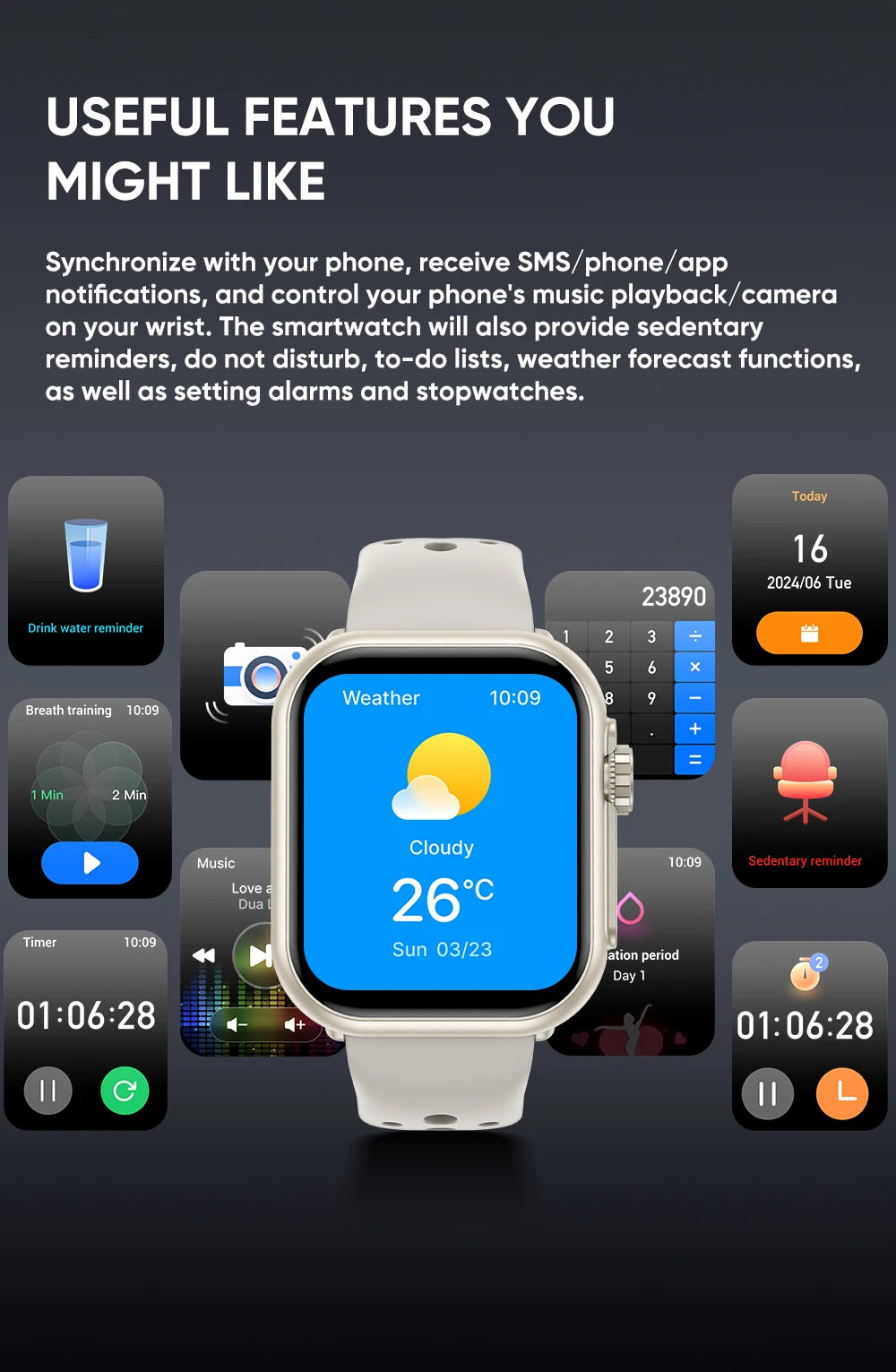2025 New 1000mAh Battery Smart Watch For Men Women Bluetooth Call Heart Rate Monitor Watches IP68 Waterproof Sports Smartwatches - Sun Studio