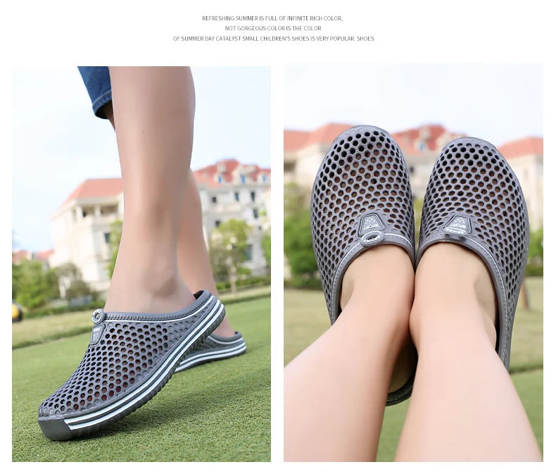YRZL Summer Men Sandals Light EVA Men's Casual Shoes Hole Shoes Clogs Lovers Home Garden Outdoor Male Beach Flat Slippers - Sun Studio