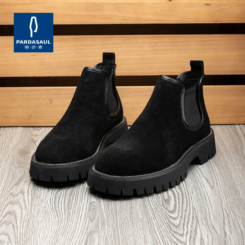 Chelsea boots, short boots, men's boots, breathable men's shoes, versatile and trendy high top leather boots 231146 - Sun Studio