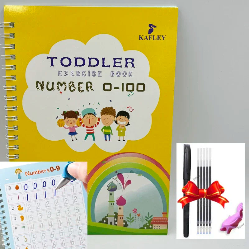 3D Calligraphy Copybook Reusable Learning Math English Book Drawing Numbers Education for Kids Letter Practice Toy Gifts - Sun Studio