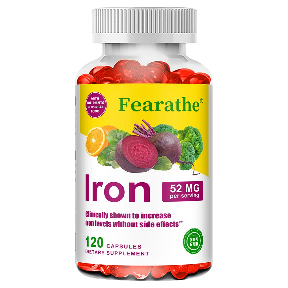 Iron and Vitamin C Supplement - Boosts Energy, Focus, and Immune Function, Supporting Red Blood Cells, Improve Immunity, Non-GMO - Sun Studio