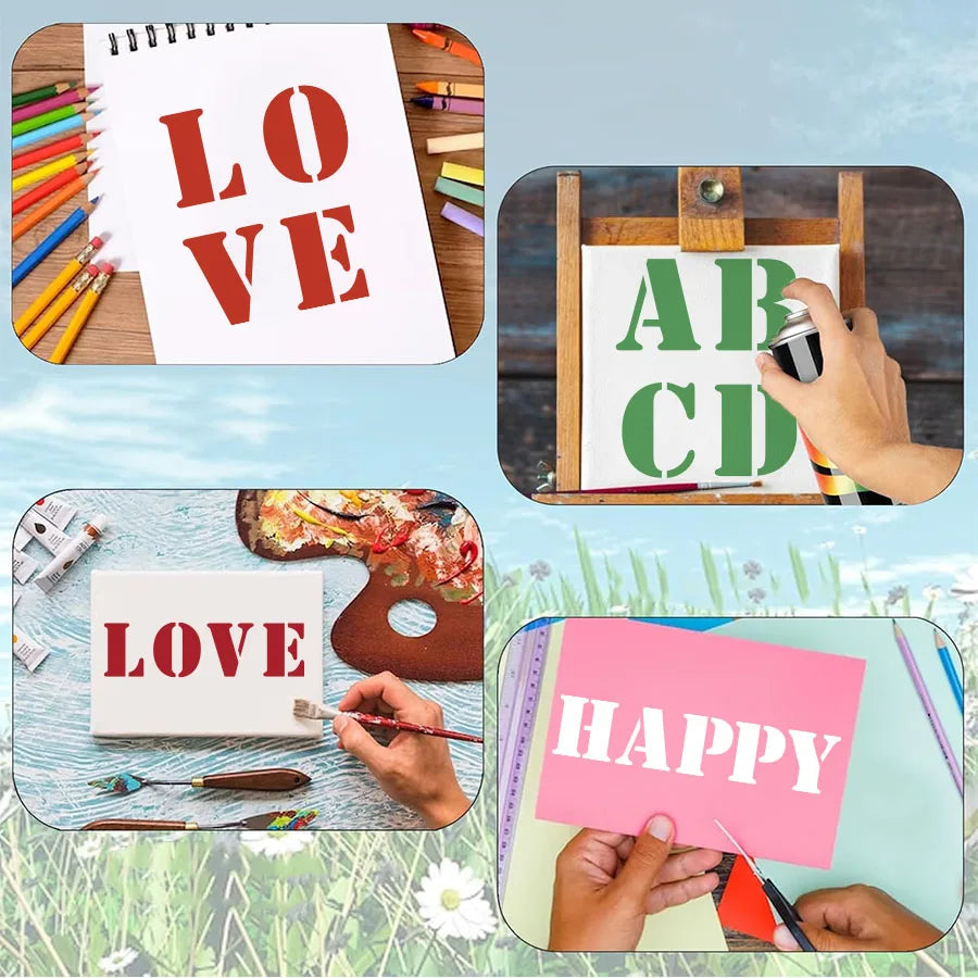 1PC 11.8inch A-Z Capital Letter Stencil Alphabet Template for Wall Painting Wood Signs Home Decor Fabric DIY Projects - Sun Studio