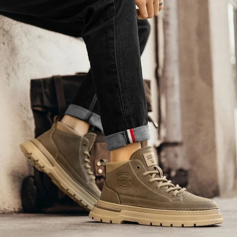 Winter New Man Shoes Classic Men Retro Ankle Boots Fashion Waterproof No-slip High-top Casual Shoe Work&Safty Boots Botas Hombre - Sun Studio