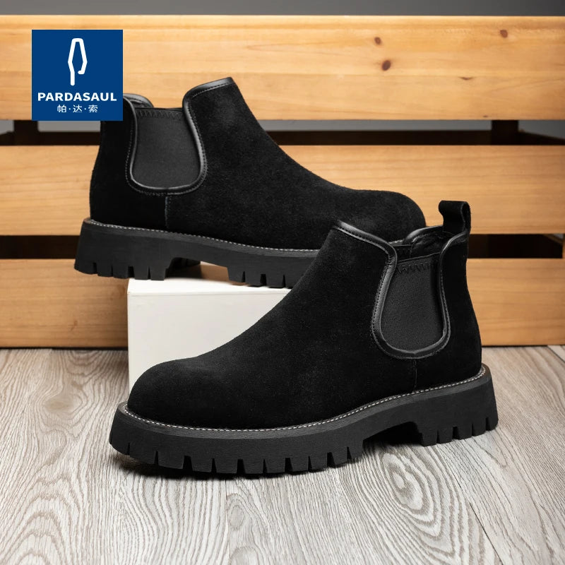 Chelsea boots, short boots, men's boots, breathable men's shoes, versatile and trendy high top leather boots 231146 - Sun Studio