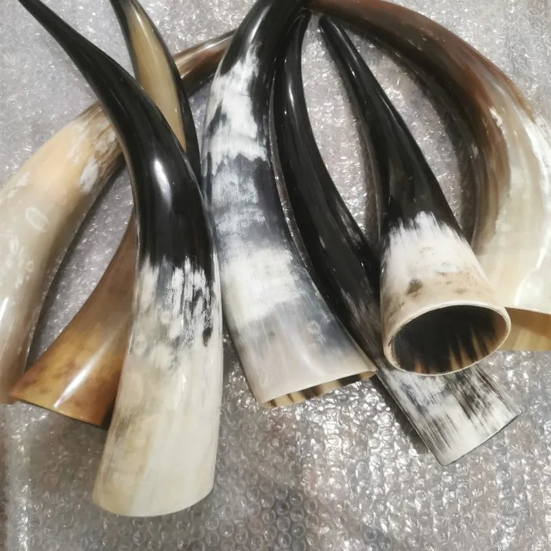 30-50CM Genuine Yak Horn Black Massage Buffalo Horn Viking Drinking Horn Mugs Standing Cylinder Scraping Tube Home Decor - Sun Studio