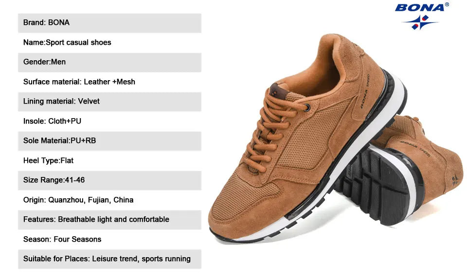BONA 2022 New Designers Suede Casual Shoes Men Sneakers Outdoor Walking Shoes Man Comfortable Shoes Walking Footwear Mansculino - Sun Studio