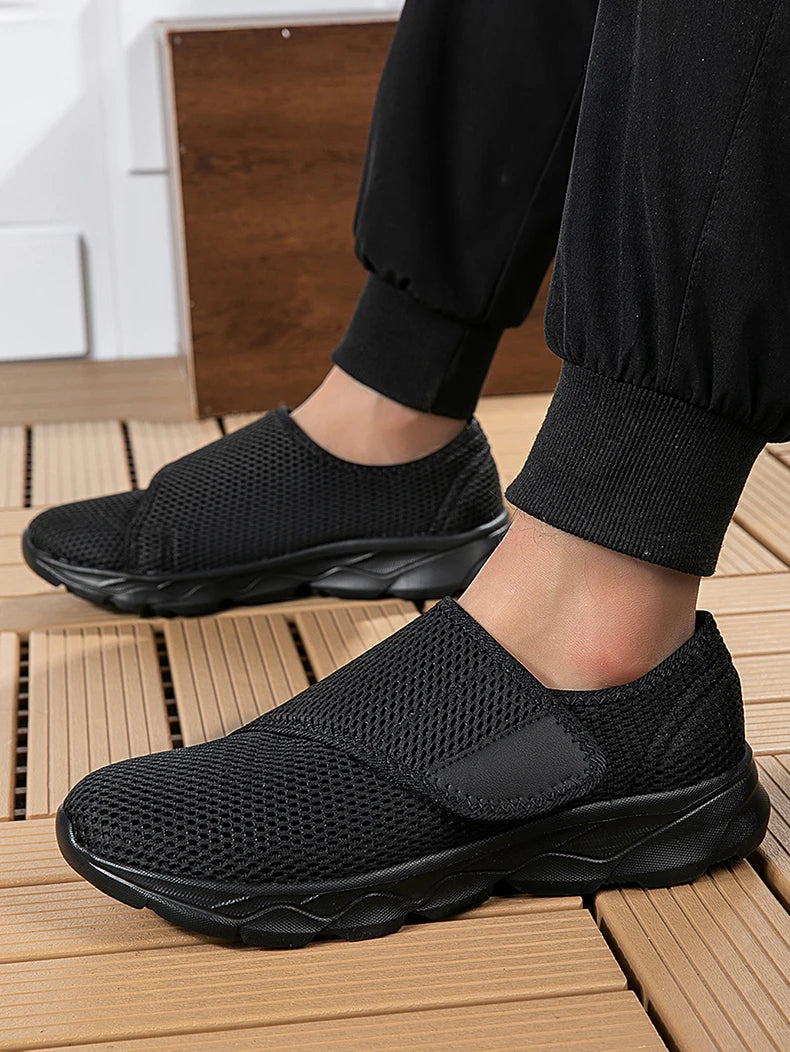 Sneakers Men Orthopedics Wide Feet Swollen Walking Casual Shoes Thumb Eversion Adjusting Soft Comfortable Light Man Shoes Black - Sun Studio