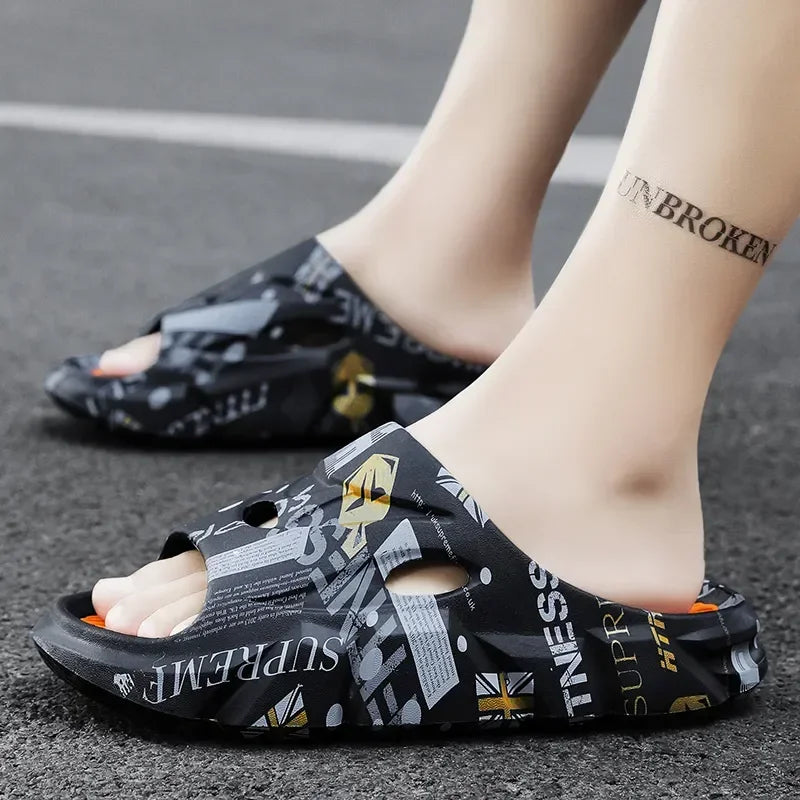 Original New Style Slippers Men's Sandals Summer Fashion Thick Bottom Anti-slip Slip-on Flip Flops Camouflage Beach Slides Shoes - Sun Studio
