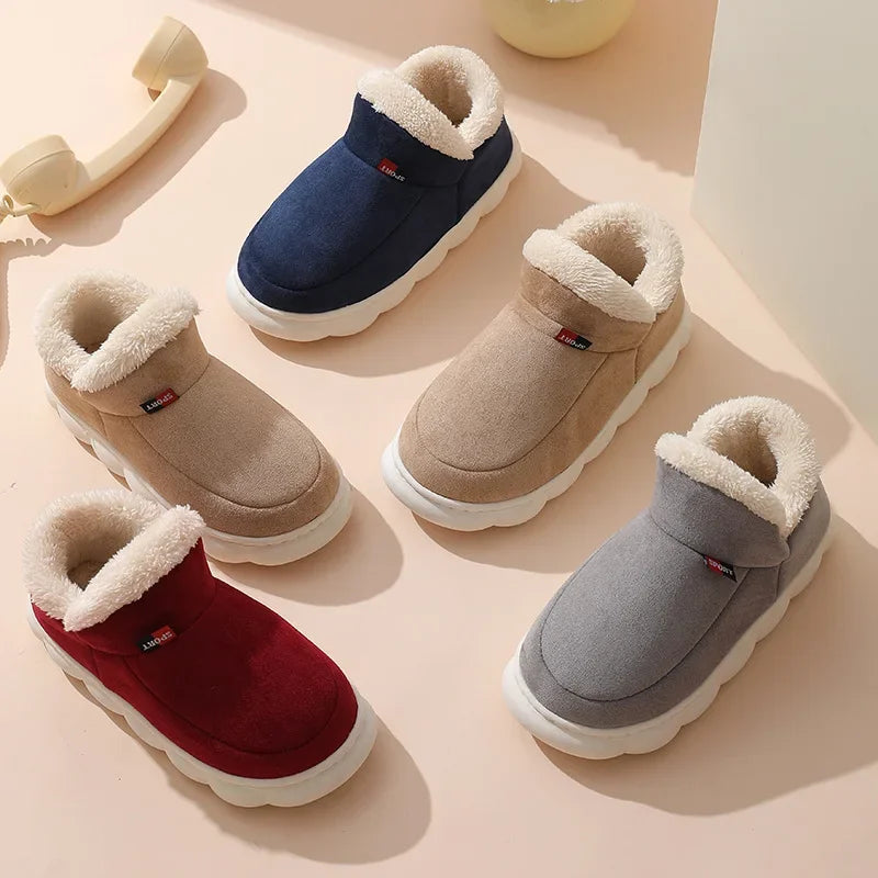 Warm Furry House Slippers Women Men Winter New Fashion Comfort Plush Slippers Home Indoor Outdoor Soft Thick Sole Cotton Shoes - Sun Studio