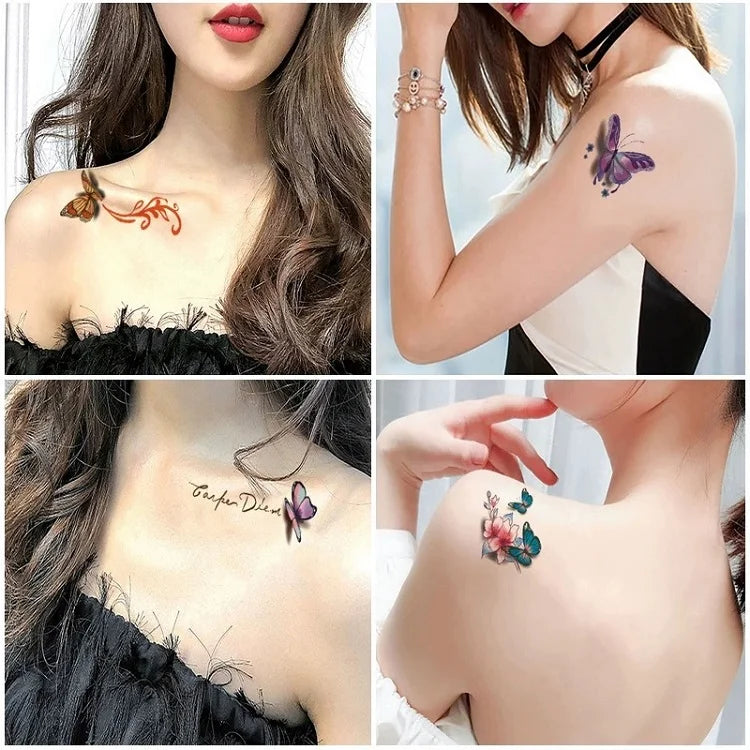 New 30PCS Butterfly Tattoo Stickers for Children Waterproof Tattoos for Kids Temporary Fake Tattoo Women's Tattoo Tips ZS314 - Sun Studio