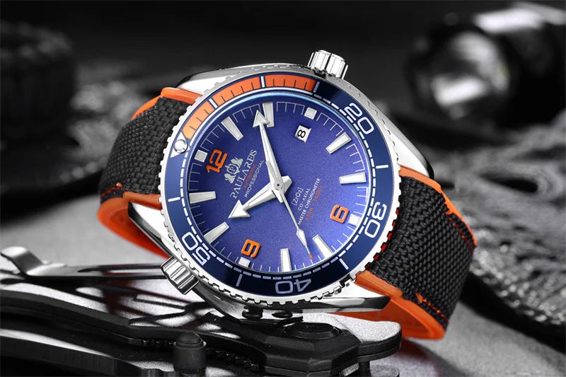 Luxury Automatic Mens Watch High Quality Mechanical Self Wind Movement Rubber Strap Waterproof Luminous Calendar Mens Watches - Sun Studio