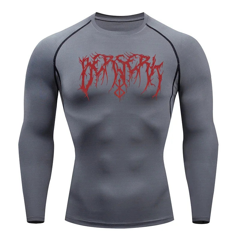 Fitness Workout Rash Guard für Männer athletische schnell trocknende Kompressionsshirts Berserk Druck T-Shirts Tops Unterhemden Baselayers