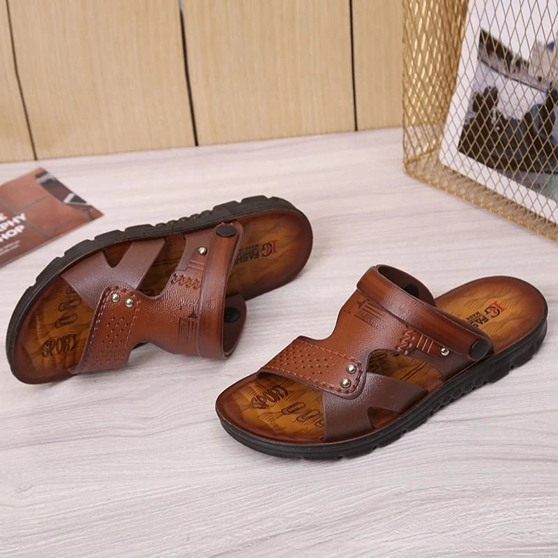 Men's Beach Open Toe Shoes Sandals High Quality Non-slip Men Slippers Breathable Two Uses Male Footwear Mens Summer Outdoor Shoe - Sun Studio