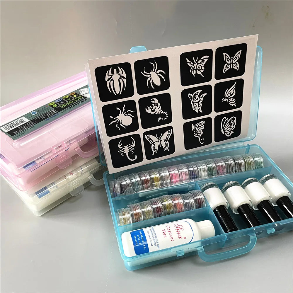 24/45 Color Powder Shimmer Glitter Kit For Temporary Tattoo Body Kids Face DIY Nail Art Decorate Phone - Sun Studio