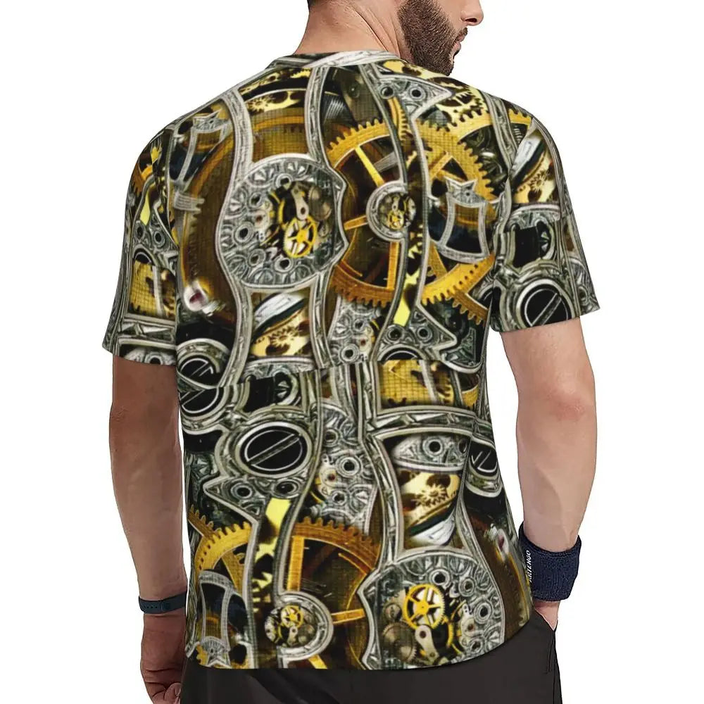 Gym T Shirt For Men Steampunk Design T-Shirts Fashion Wonderful Clockwork Vintage Summer Tees O Neck Streetwear Design Tops - Sun Studio