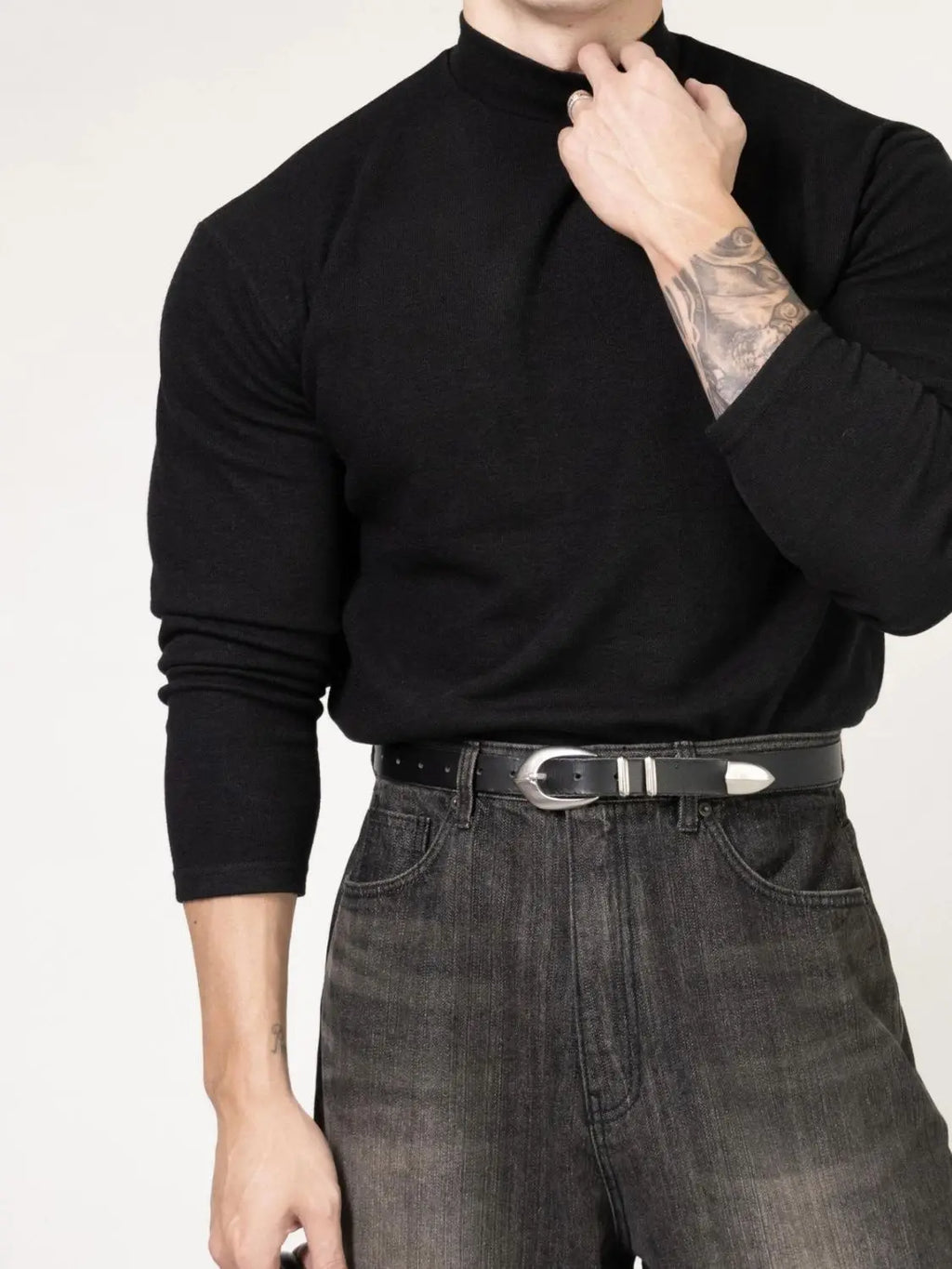 Fitness T-shirt Men's Clothes Spring Autumn Training Suit Threaded Turtleneck Slim Fit Sports Quick Dry Breathable Long Sleeves - Sun Studio