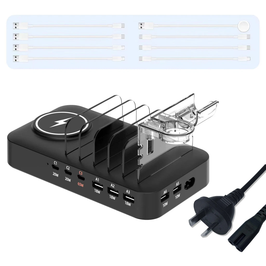 Multifunctional Charger 9in1 Wireless Charger For Mobile Phones Watches Headphones Multi Port Charger Fast Charger - Sun Studio