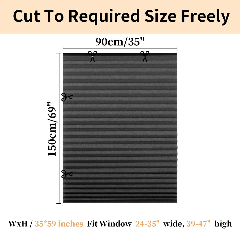 Simple Pleated Window Shades Non-Woven Fabric Self-Adhesive No Drill Blackout Curtains Living Room Bedroom Bathroom Home Decor - Sun Studio