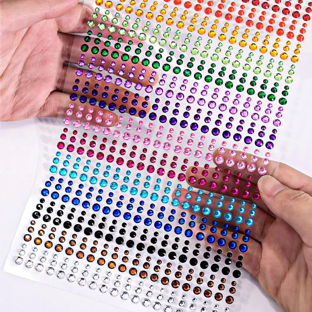 162/216/900pcs Eye&Face&Body Diamond Tattoos Stickers 3/4/5/6mm Colored Glitter Rhinestone Tattoo for Party Makeup Gem Accessory - Sun Studio